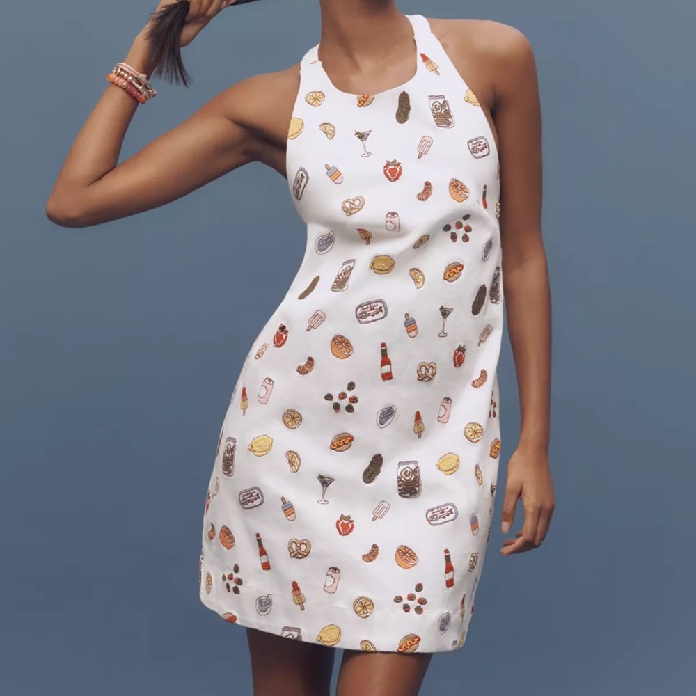 Maeve sleeveless beaded shift mini dress